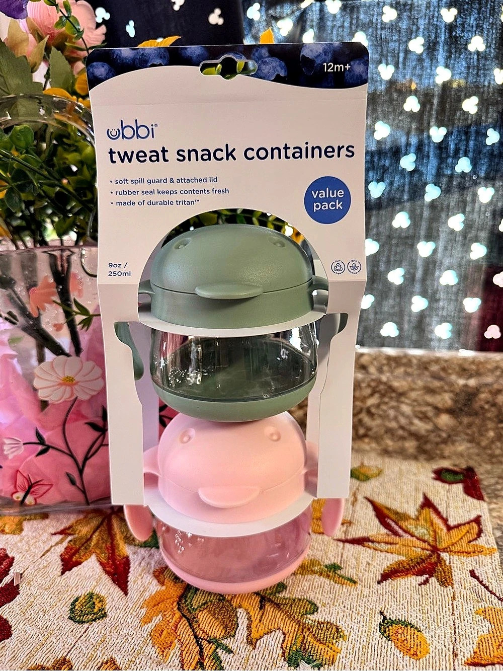 Ubbi Tweat Snack Containers Value Pack Green & Pink